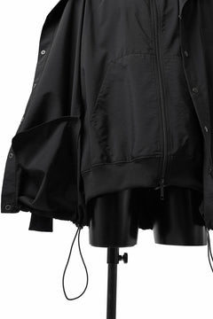 画像をギャラリービューアに読み込む, Y's....  HOODY LAYERED SHIRT ZIP BLOUSON / STRETCH TASSAH (BLACK)