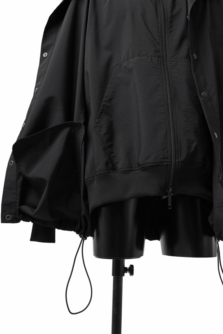 画像をギャラリービューアに読み込む, Y's....  HOODY LAYERED SHIRT ZIP BLOUSON / STRETCH TASSAH (BLACK)