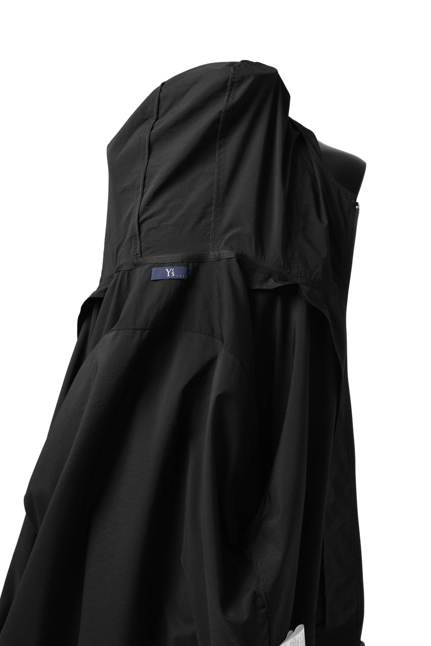 画像をギャラリービューアに読み込む, Y's....  HOODY LAYERED SHIRT ZIP BLOUSON / STRETCH TASSAH (BLACK)