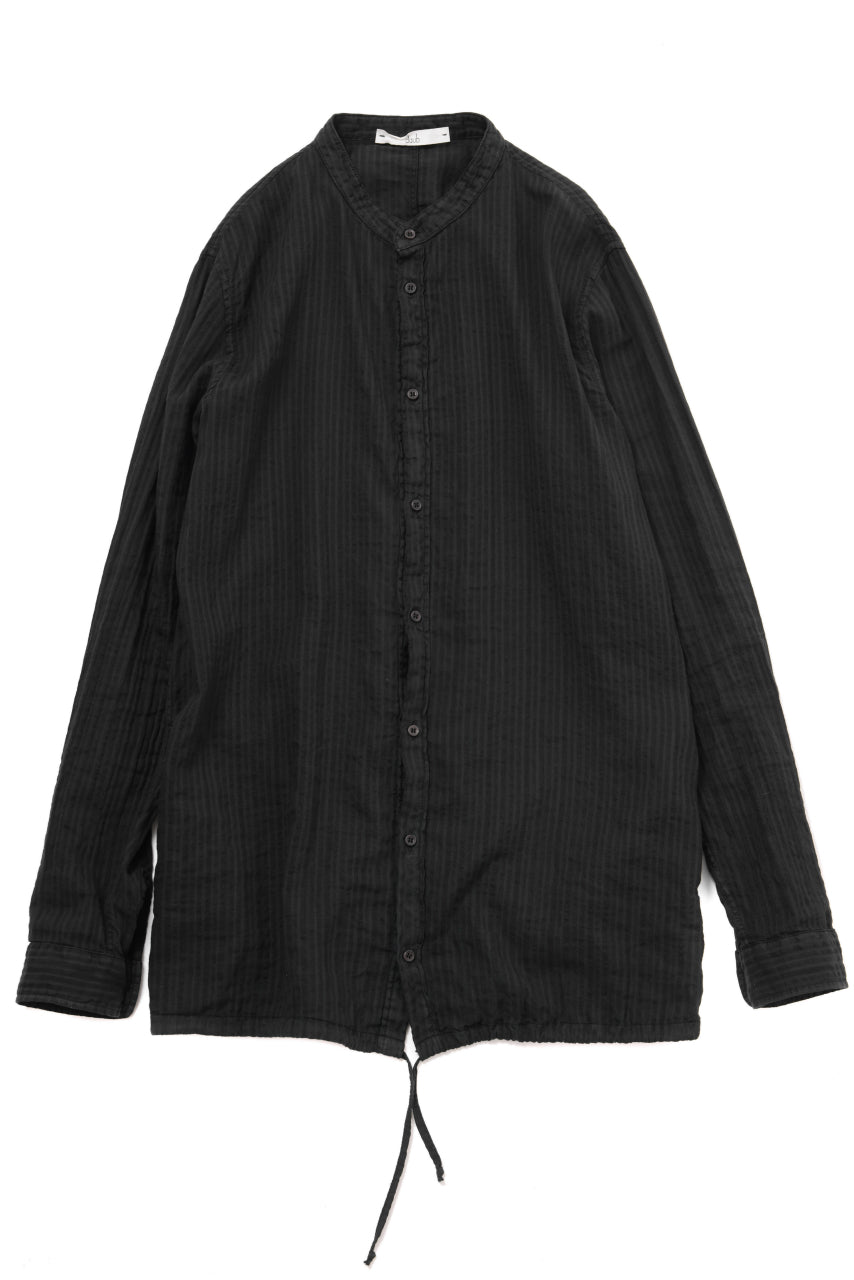 Load image into Gallery viewer, daub STRIPE LONG SHIRT / DYED SOFT TWILL (BLACK)