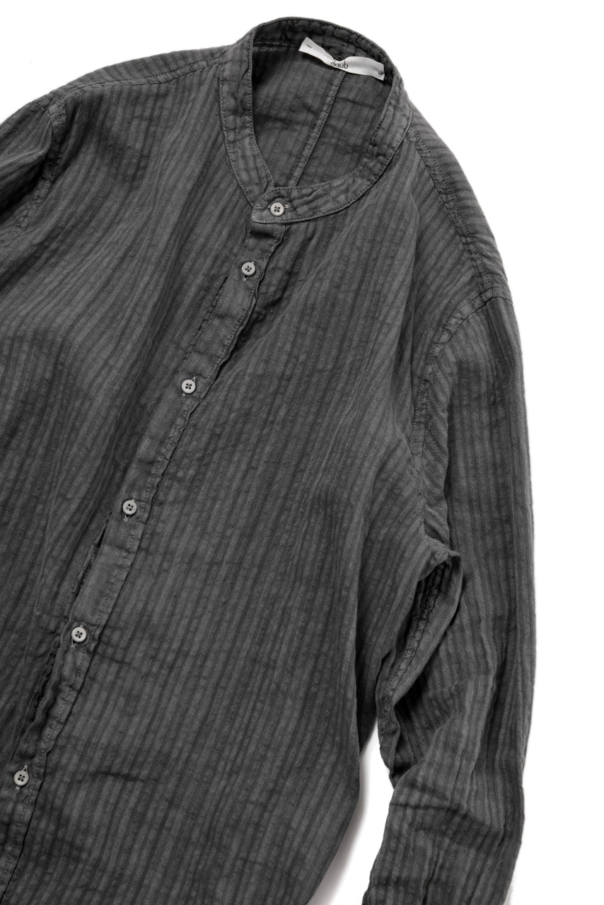 Load image into Gallery viewer, daub STRIPE LONG SHIRT / COLD DYED SOFT TWILL (GREY)