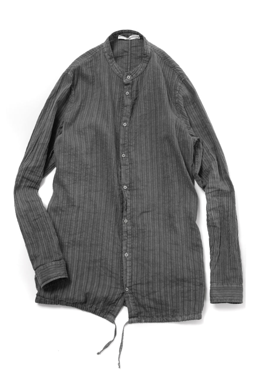 Load image into Gallery viewer, daub STRIPE LONG SHIRT / COLD DYED SOFT TWILL (GREY)