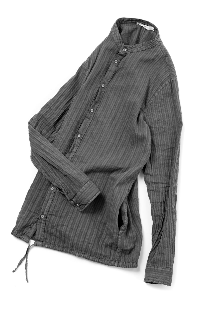 Load image into Gallery viewer, daub STRIPE LONG SHIRT / COLD DYED SOFT TWILL (GREY)