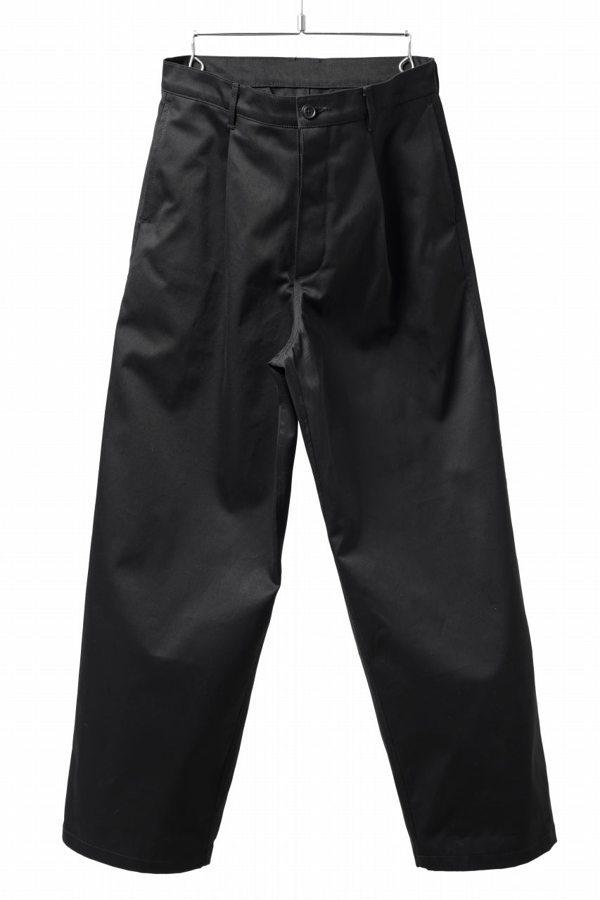 画像をギャラリービューアに読み込む, ISAMU KATAYAMA BACKLASH TUCK WIDE PANTS / HIGH DENSITY CHINO CLOTH (BLACK)