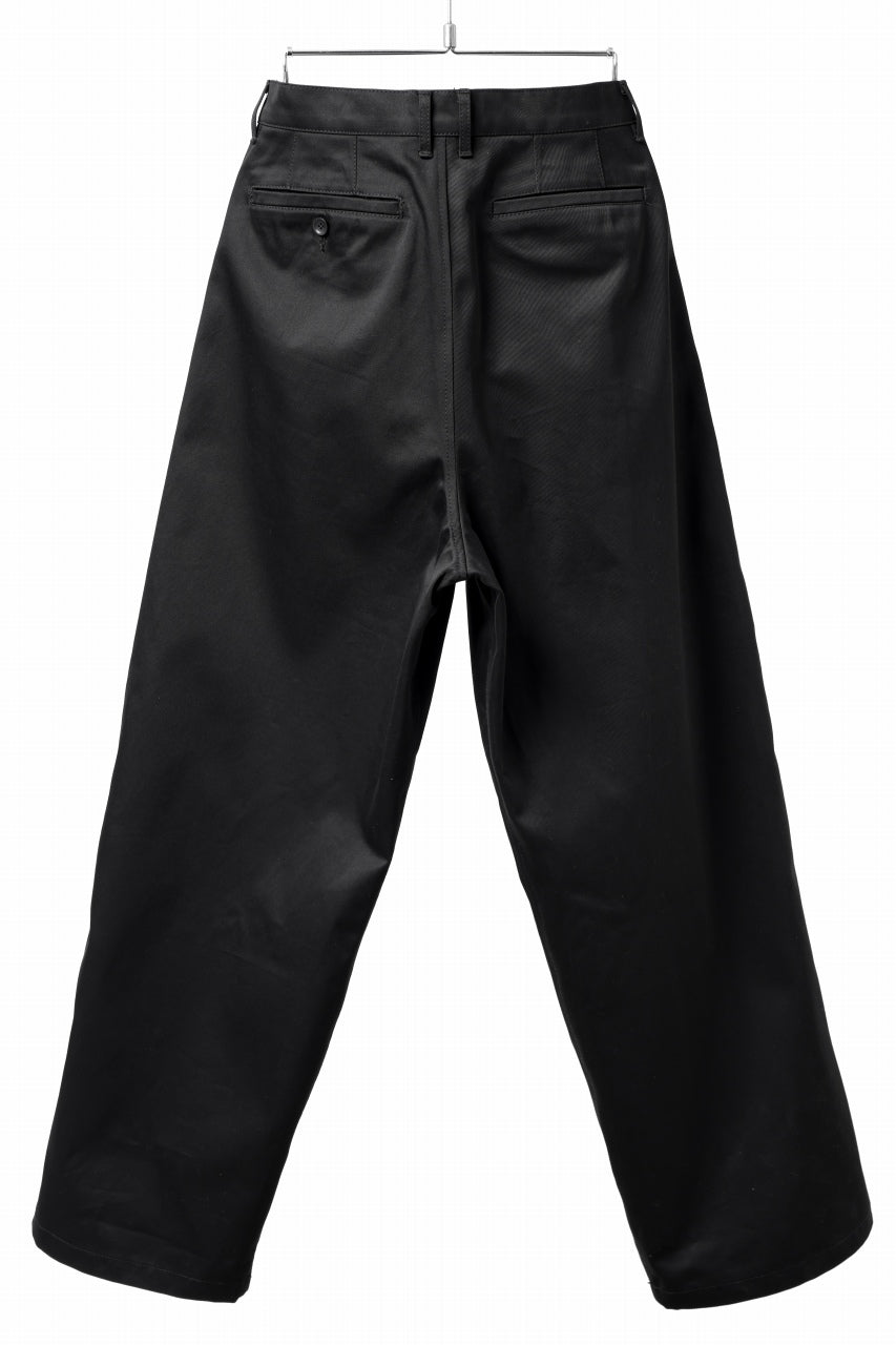 画像をギャラリービューアに読み込む, ISAMU KATAYAMA BACKLASH TUCK WIDE PANTS / HIGH DENSITY CHINO CLOTH (BLACK)