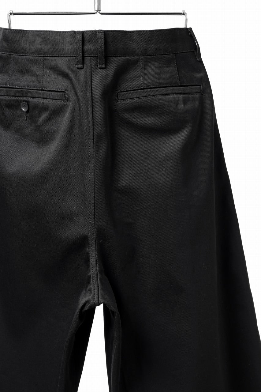 画像をギャラリービューアに読み込む, ISAMU KATAYAMA BACKLASH TUCK WIDE PANTS / HIGH DENSITY CHINO CLOTH (BLACK)