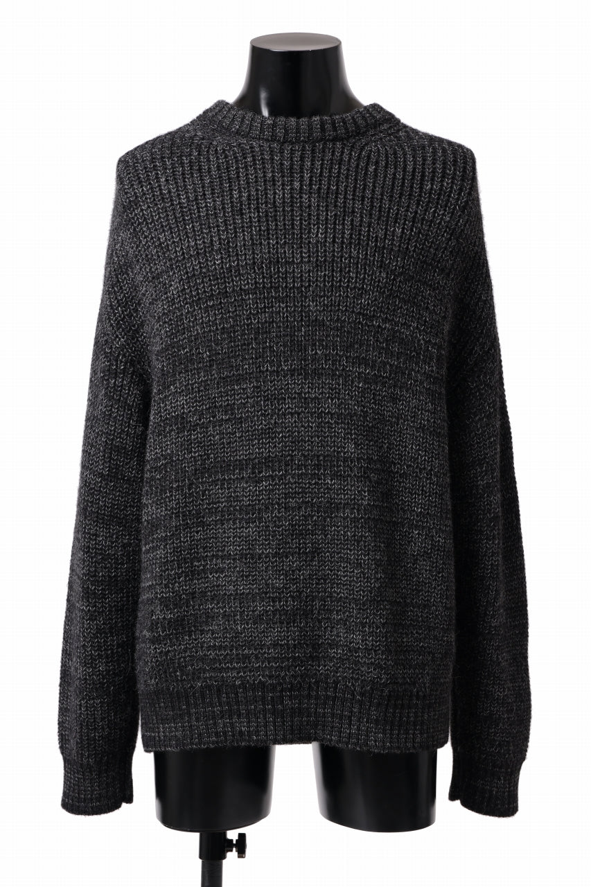 Load image into Gallery viewer, CAPERTICA HEAVY KNIT SWEATER TOP / BABY ALPACA (MIX BLACK)