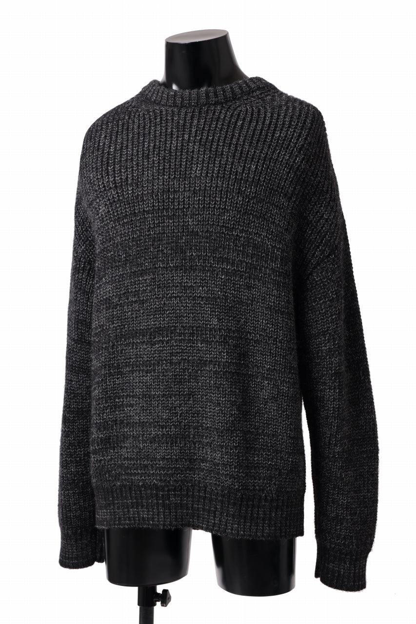Load image into Gallery viewer, CAPERTICA HEAVY KNIT SWEATER TOP / BABY ALPACA (MIX BLACK)