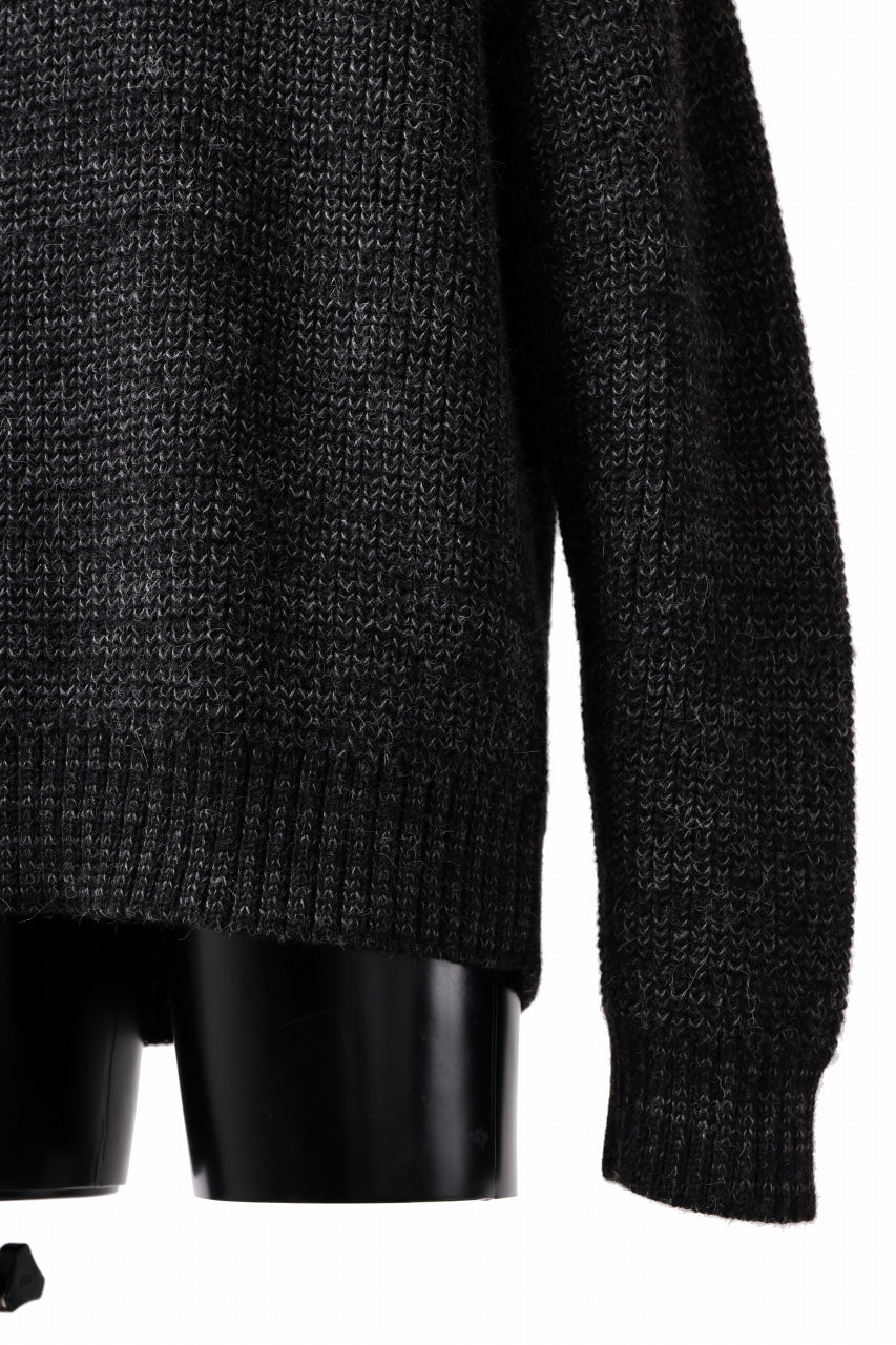Load image into Gallery viewer, CAPERTICA HEAVY KNIT SWEATER TOP / BABY ALPACA (MIX BLACK)
