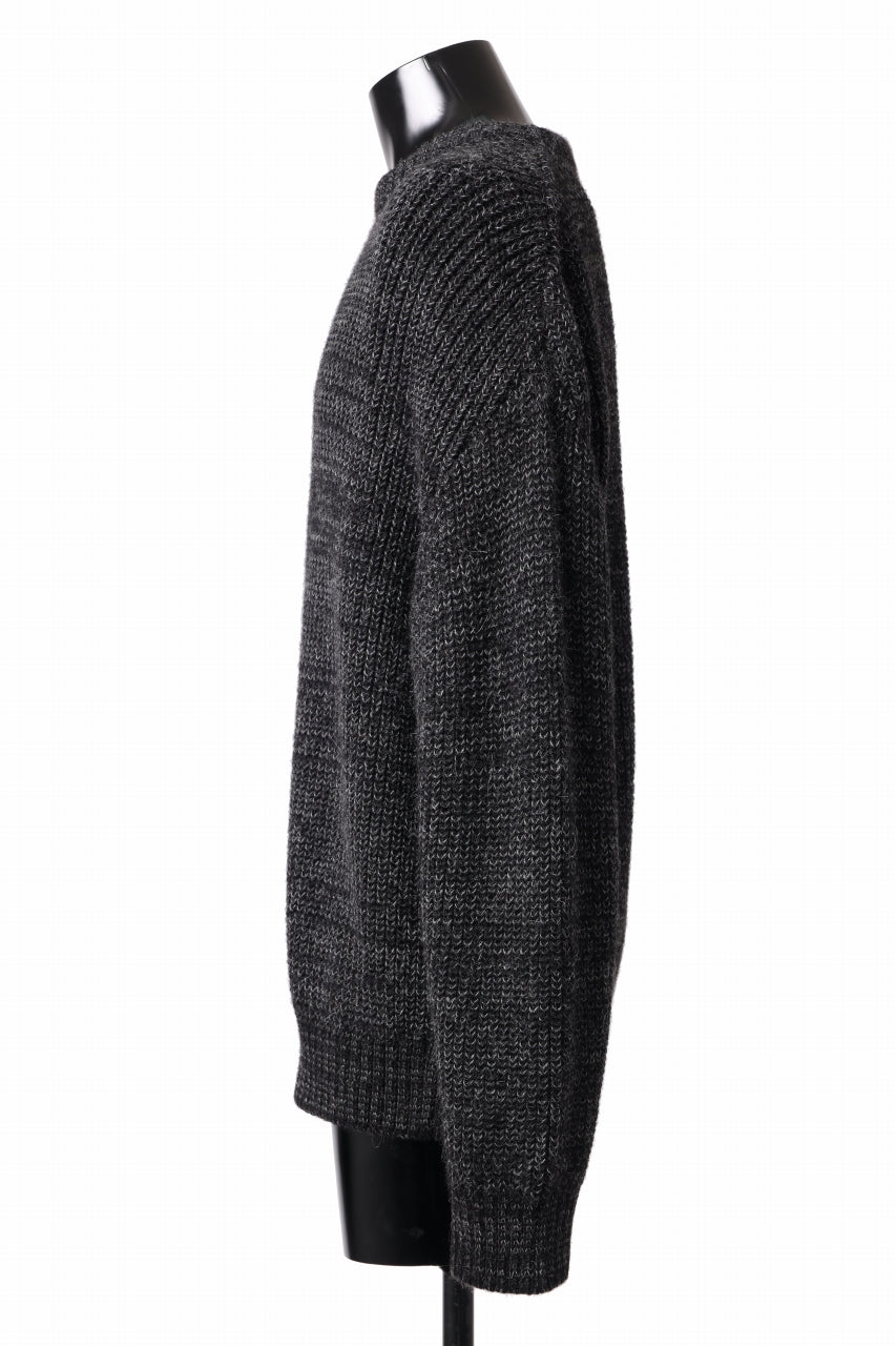 Load image into Gallery viewer, CAPERTICA HEAVY KNIT SWEATER TOP / BABY ALPACA (MIX BLACK)