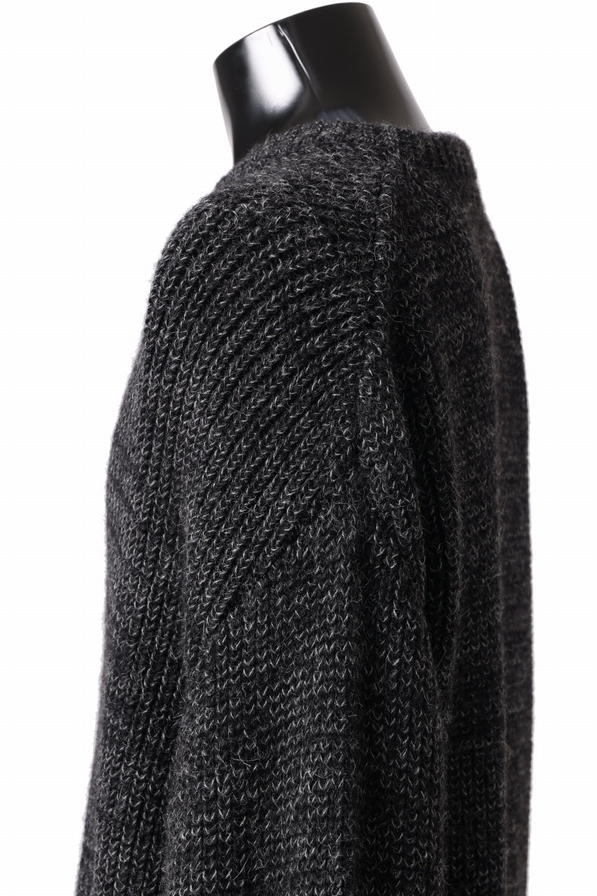 Load image into Gallery viewer, CAPERTICA HEAVY KNIT SWEATER TOP / BABY ALPACA (MIX BLACK)