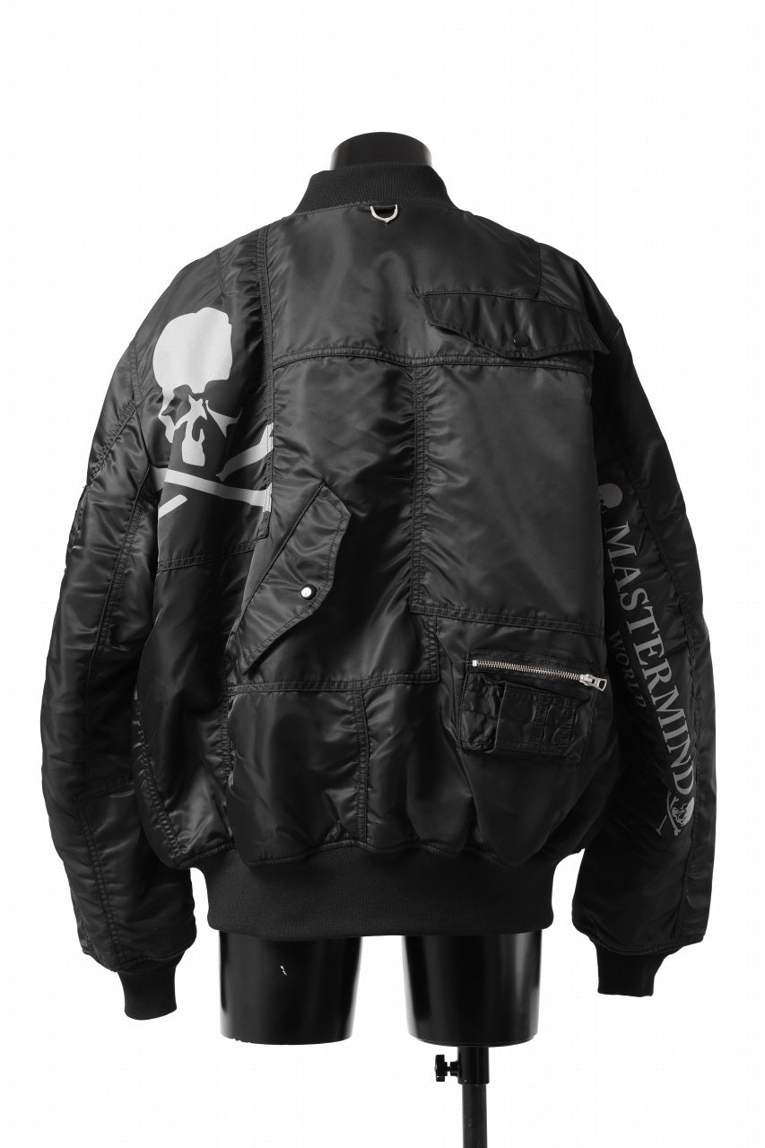 画像をギャラリービューアに読み込む, mastermind WORLD x ALPHA INDUSTRIES RIVERSIBLE MA-1 JACKET - CRAZY PANELED (BLACK)
