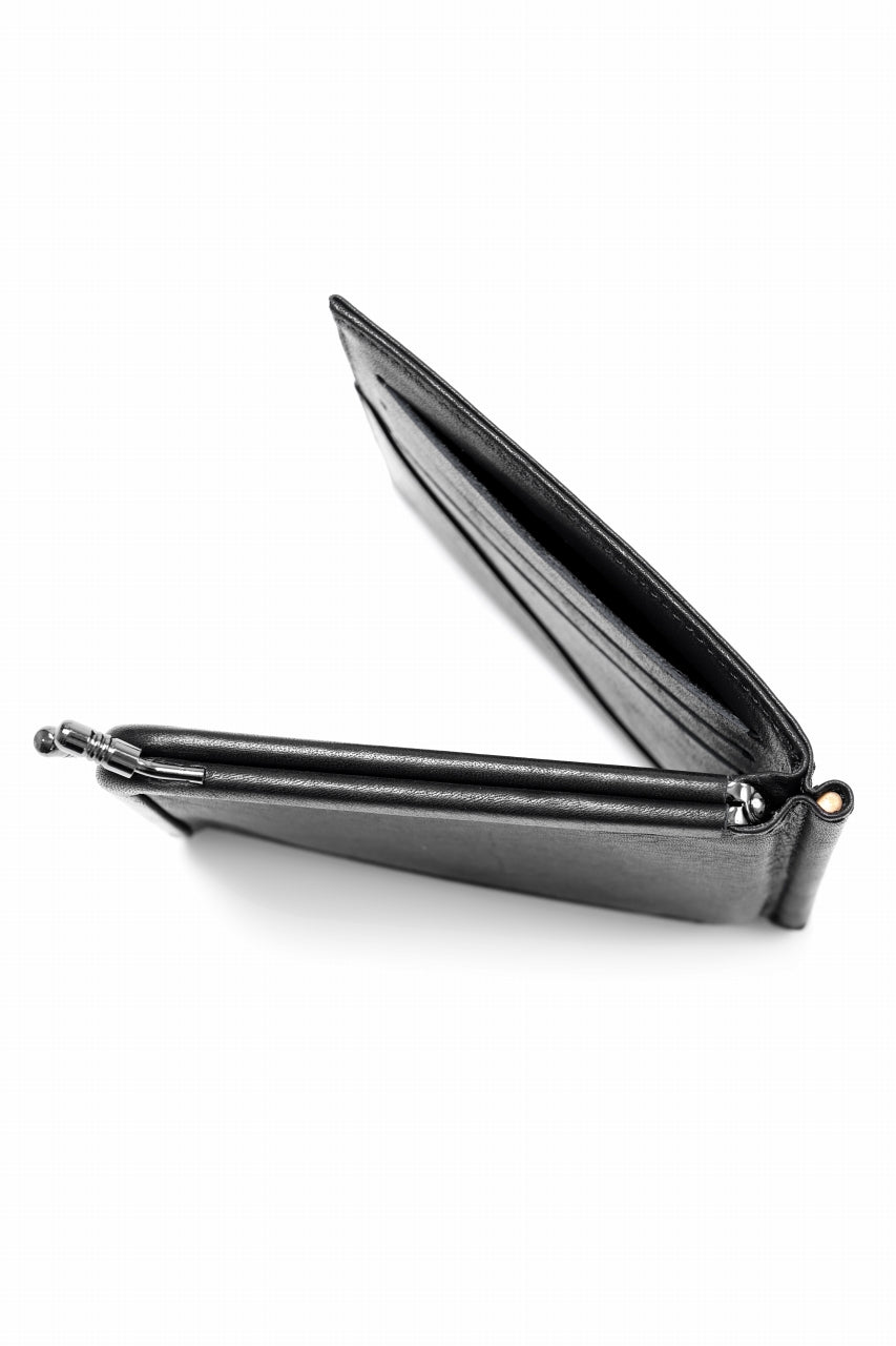 画像をギャラリービューアに読み込む, discord Yohji Yamamoto Money Clip Wallet / Shrink Cow Skin Leather (BLACK)