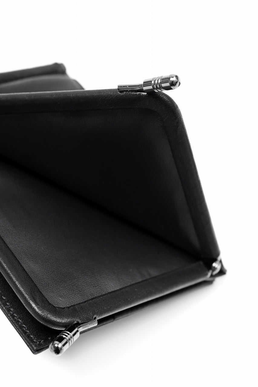 画像をギャラリービューアに読み込む, discord Yohji Yamamoto Money Clip Wallet / Shrink Cow Skin Leather (BLACK)