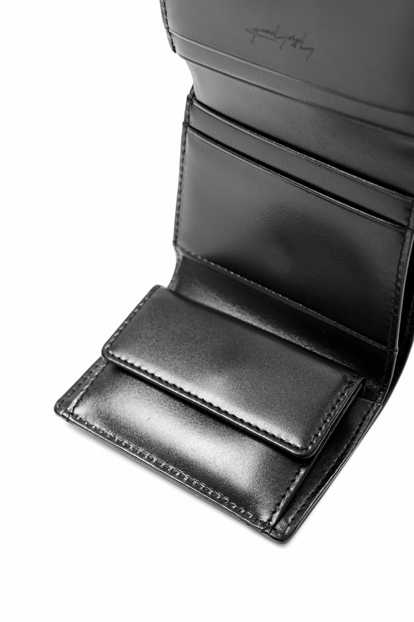 画像をギャラリービューアに読み込む, discord Yohji Yamamoto Tri Folded Compact Wallet / Smooth Cow Skin Leather (BLACK)