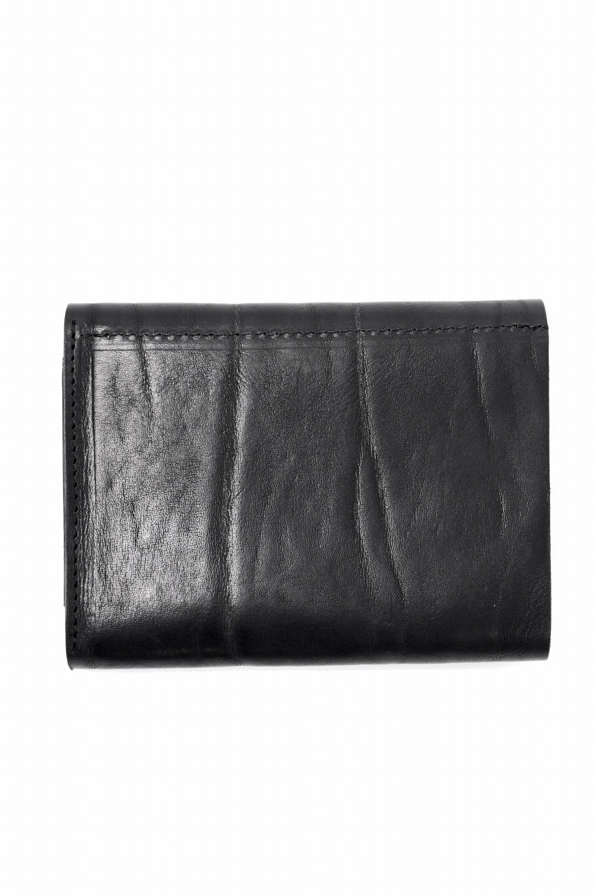 Load image into Gallery viewer, ISAMU KATAYAMA BACKLASH TRI-FOLD SHORT WALLET / ITALY DOUBLE SHOULDER (BLACK)