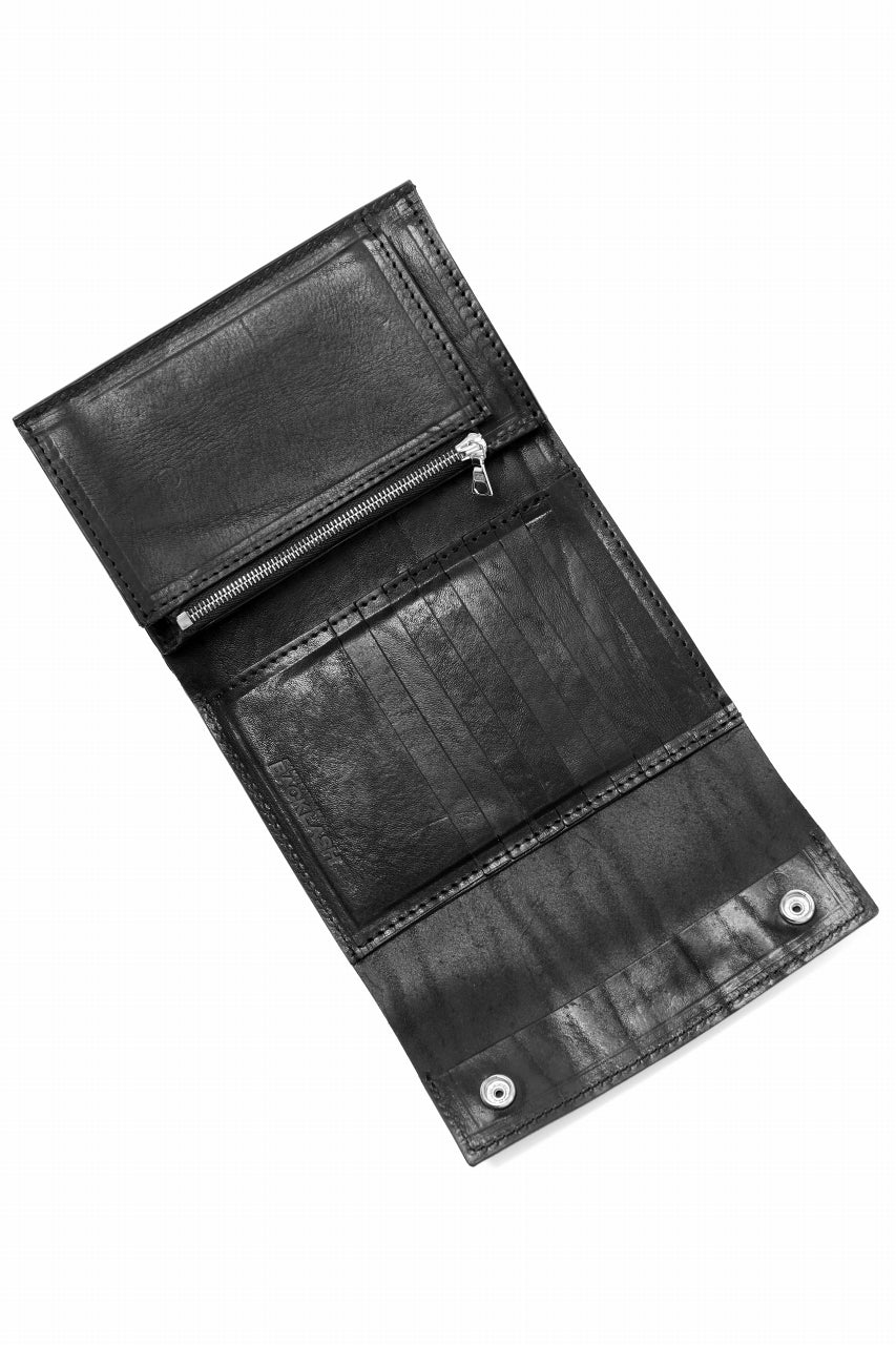 Load image into Gallery viewer, ISAMU KATAYAMA BACKLASH TRI-FOLD SHORT WALLET / ITALY DOUBLE SHOULDER (BLACK)