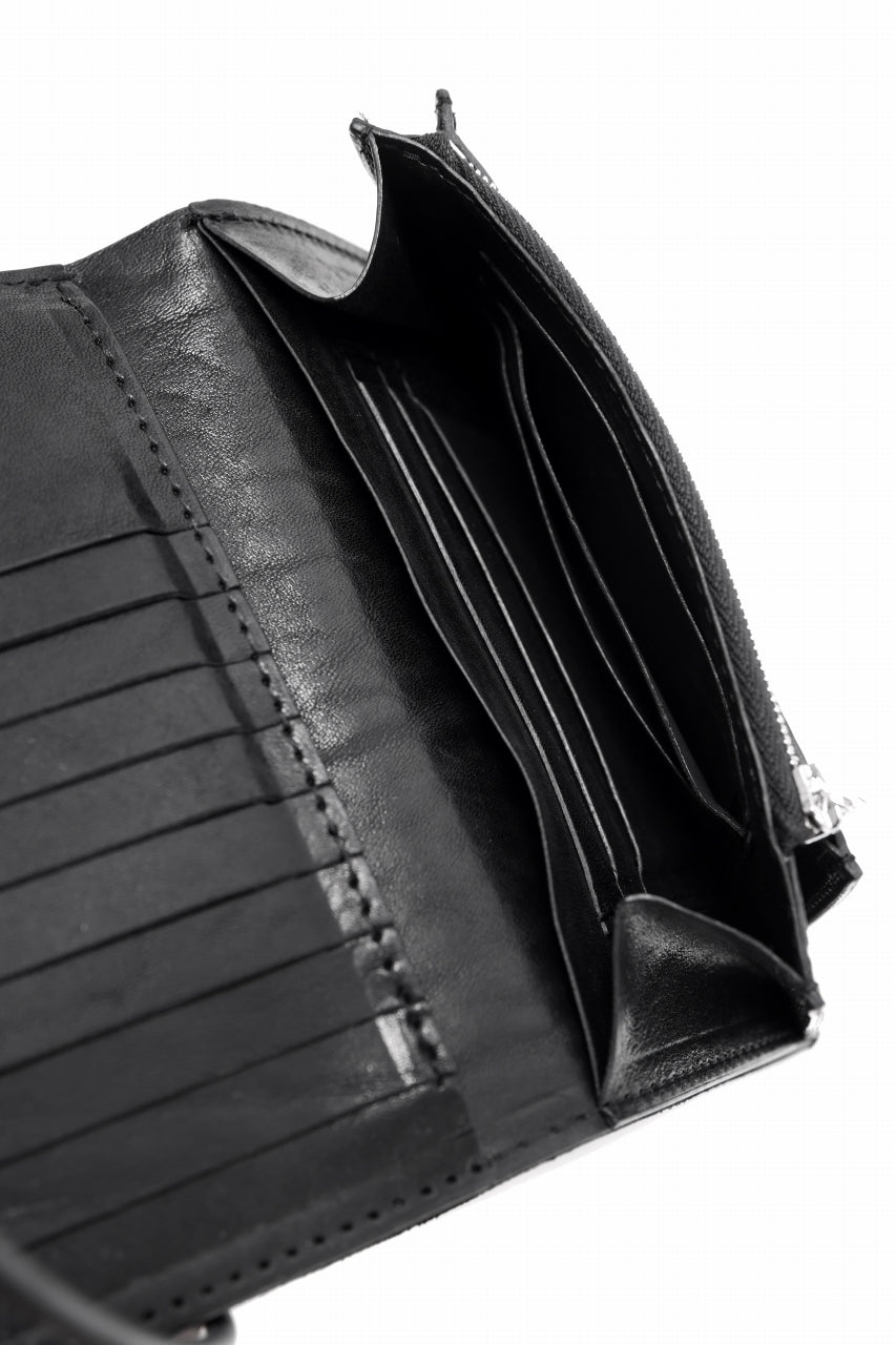 Load image into Gallery viewer, ISAMU KATAYAMA BACKLASH TRI-FOLD SHORT WALLET / ITALY DOUBLE SHOULDER (BLACK)