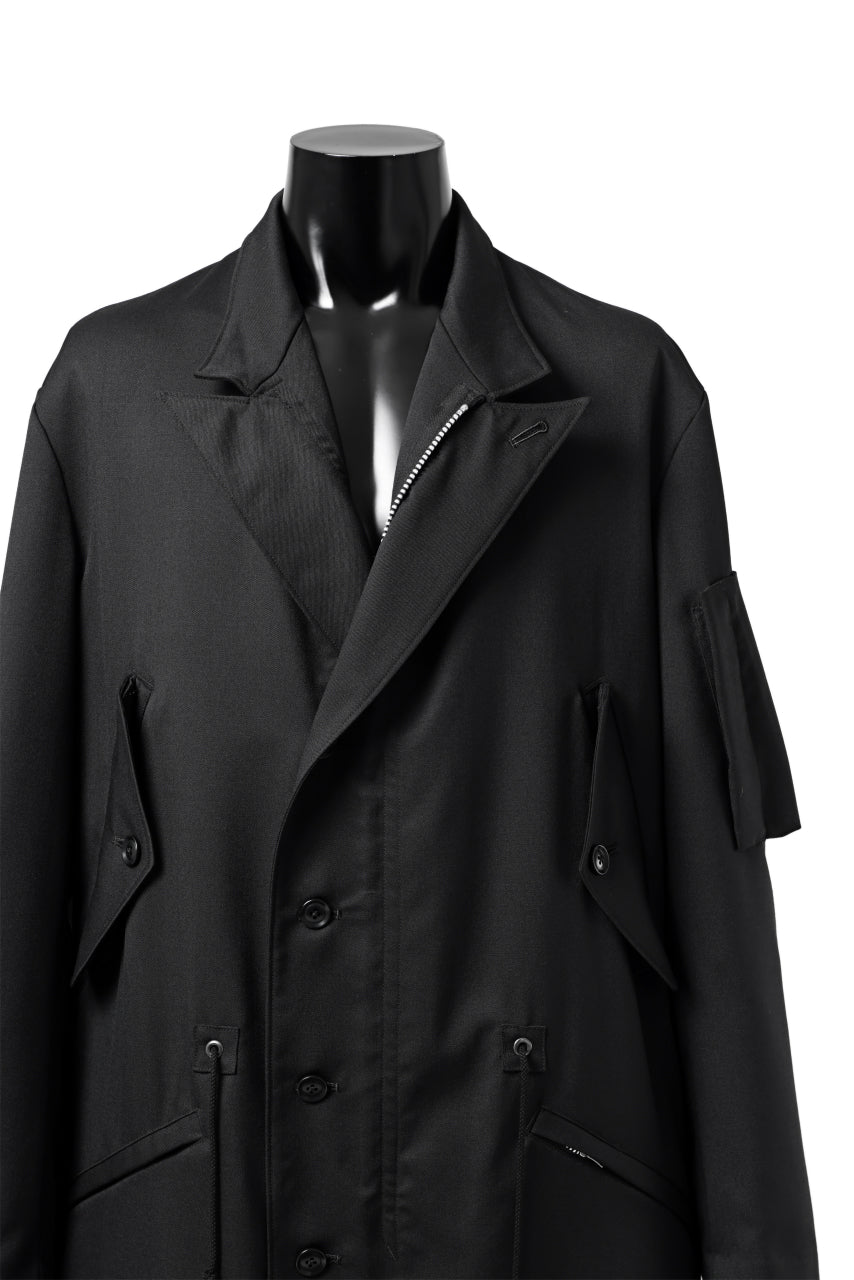 画像をギャラリービューアに読み込む, Y's BANG ON! No.188 GABARDINE PEAKED LAPEL MILITARY COAT (BLACK)