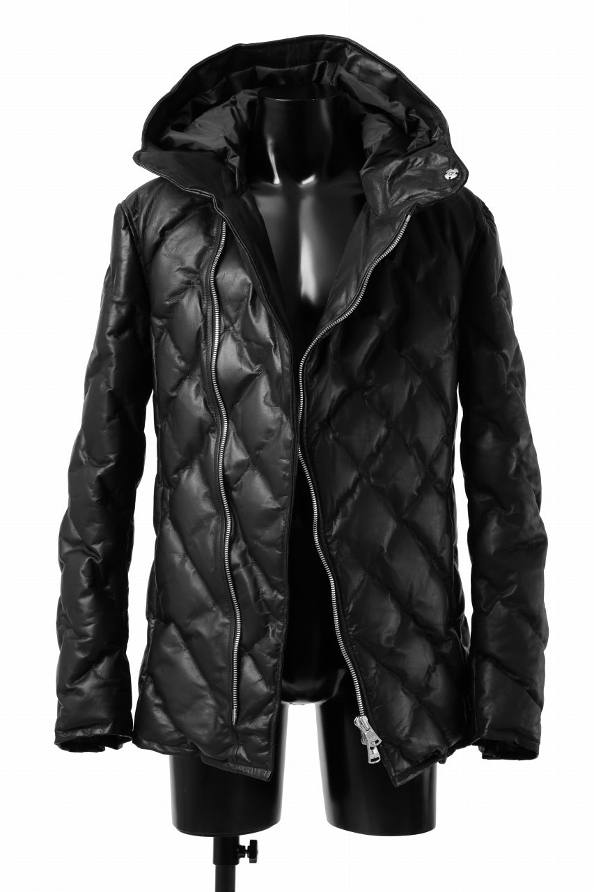 画像をギャラリービューアに読み込む, ISAMU KATAYAMA BACKLASH HOODED DOWN JACKET / LUXURY STEER + POLISH WHITE GOOSE (BLACK)