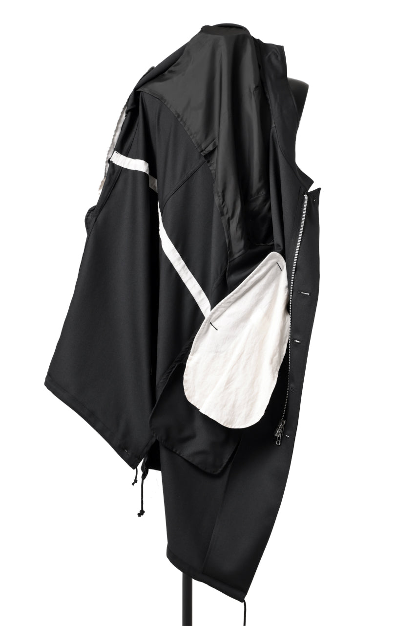 画像をギャラリービューアに読み込む, Y's BANG ON! No.188 GABARDINE PEAKED LAPEL MILITARY COAT (BLACK)