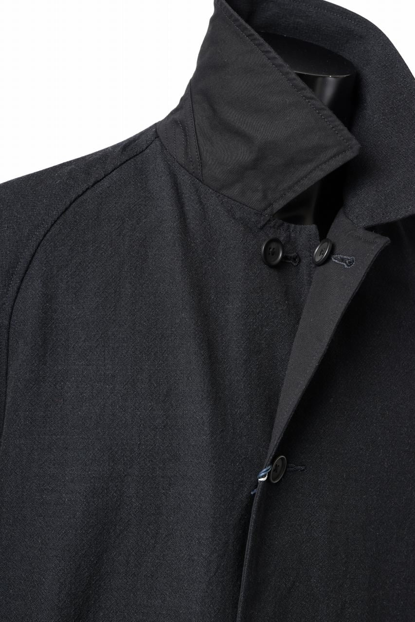 Load image into Gallery viewer, CAPERTICA REVERSIBLE MAC COAT / WASHABLE WOOL GABA & VENTILE COTTON WEATHER (BLACK NAVY)