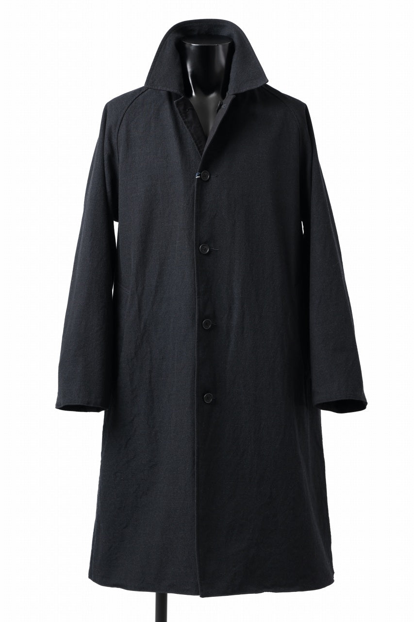 Load image into Gallery viewer, CAPERTICA REVERSIBLE MAC COAT / WASHABLE WOOL GABA & VENTILE COTTON WEATHER (BLACK NAVY)
