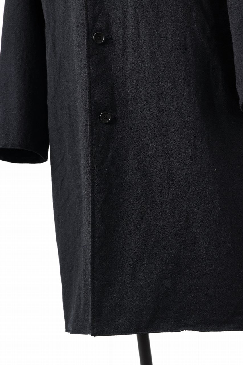 Load image into Gallery viewer, CAPERTICA REVERSIBLE MAC COAT / WASHABLE WOOL GABA & VENTILE COTTON WEATHER (BLACK NAVY)