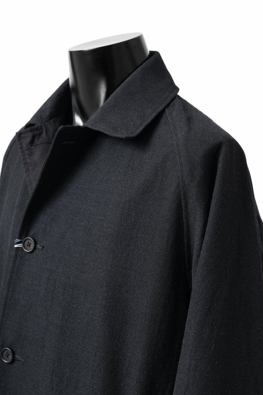 Load image into Gallery viewer, CAPERTICA REVERSIBLE MAC COAT / WASHABLE WOOL GABA & VENTILE COTTON WEATHER (BLACK NAVY)