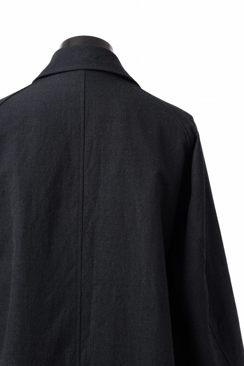 Load image into Gallery viewer, CAPERTICA REVERSIBLE MAC COAT / WASHABLE WOOL GABA & VENTILE COTTON WEATHER (BLACK NAVY)
