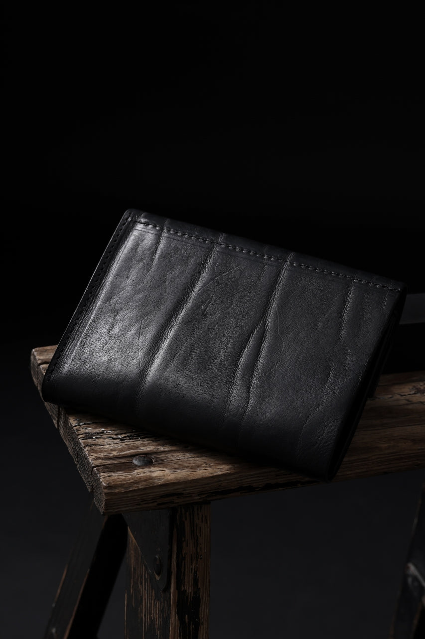 Load image into Gallery viewer, ISAMU KATAYAMA BACKLASH TRI-FOLD SHORT WALLET / ITALY DOUBLE SHOULDER (BLACK)