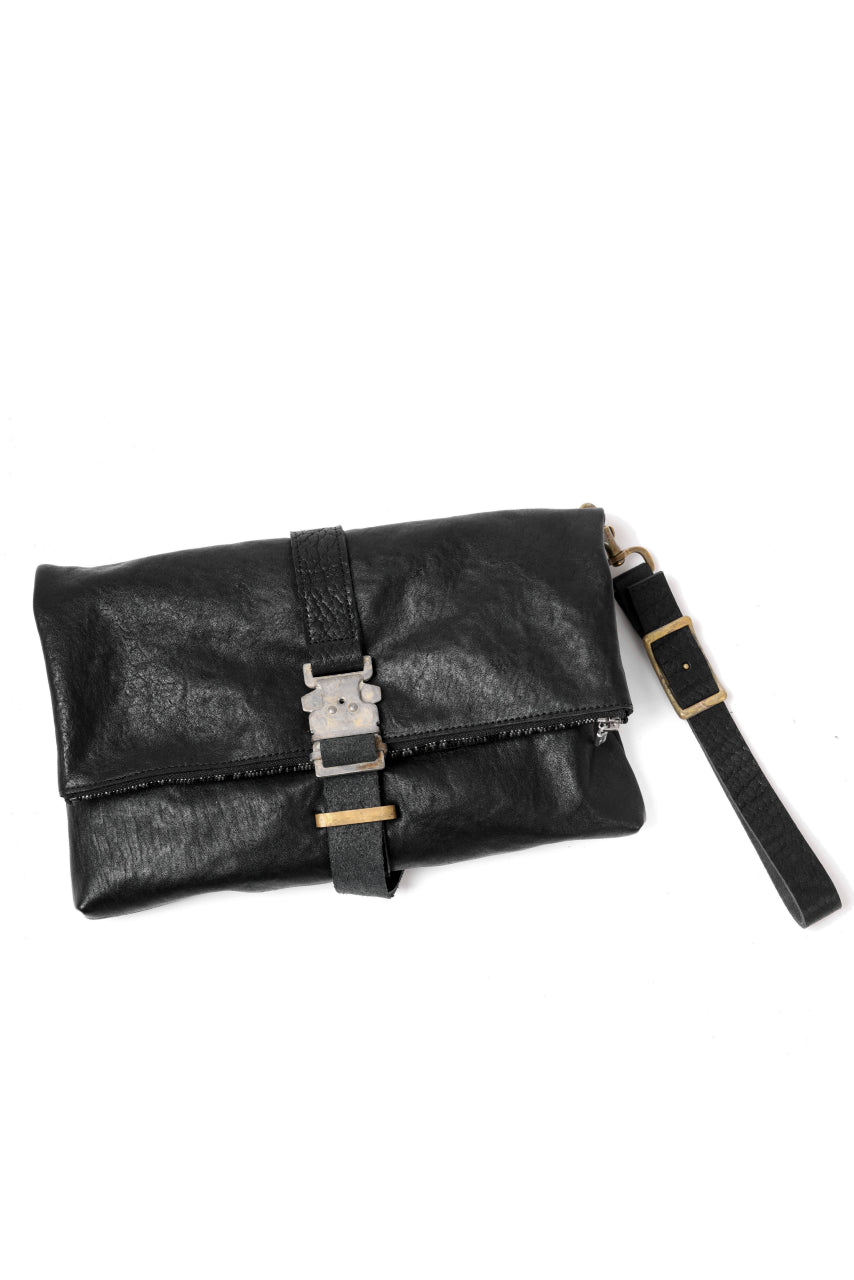 画像をギャラリービューアに読み込む, ierib Folded Clutch Bag with Hand Strap / FVT Oiled Horse (BLACK)