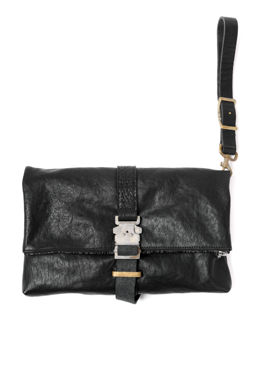 画像をギャラリービューアに読み込む, ierib Folded Clutch Bag with Hand Strap / FVT Oiled Horse (BLACK)