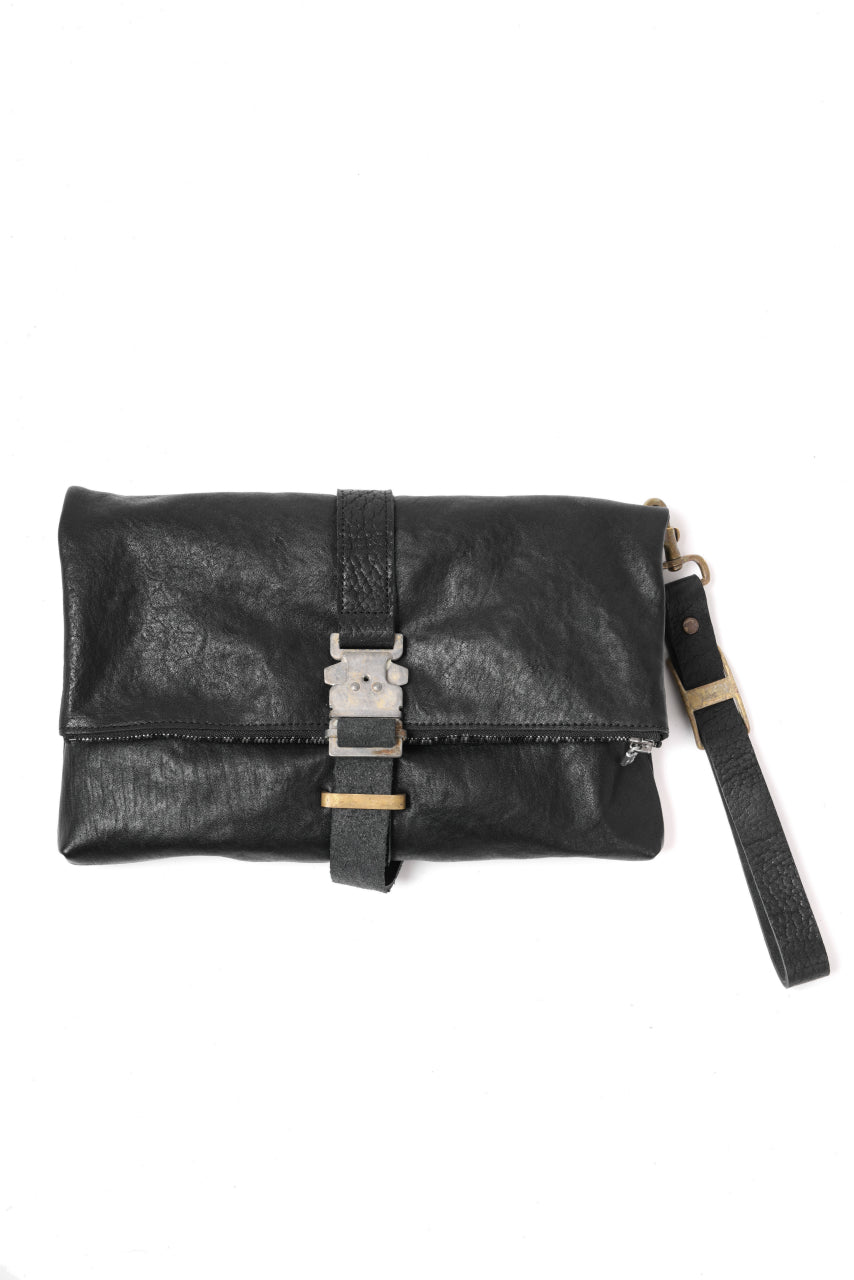 画像をギャラリービューアに読み込む, ierib Folded Clutch Bag with Hand Strap / FVT Oiled Horse (BLACK)