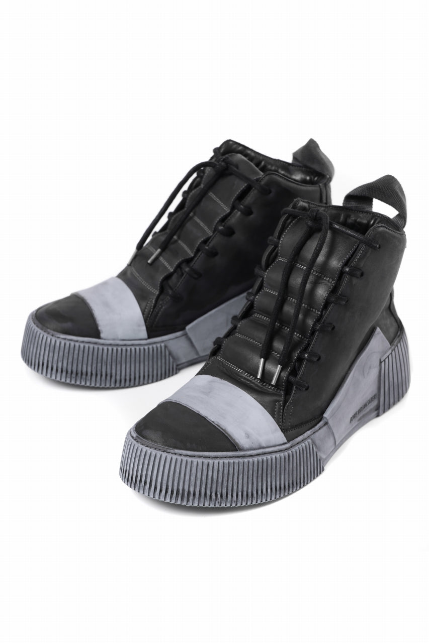 画像をギャラリービューアに読み込む, BORIS BIDJAN SABERI COW LEATHER MID CUT SNEAKER / OBJECT DYED &amp; HAND TREATED &quot;BAMBA1.1&quot; (BLACK)