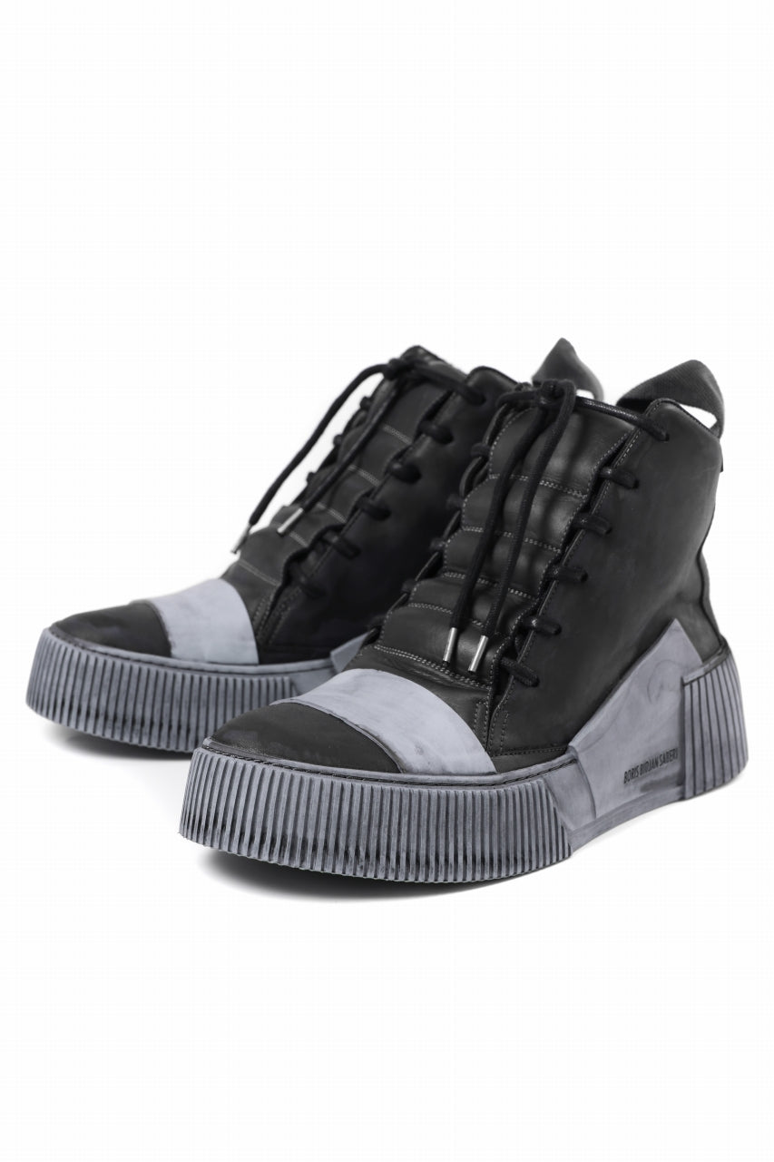 画像をギャラリービューアに読み込む, BORIS BIDJAN SABERI COW LEATHER MID CUT SNEAKER / OBJECT DYED & HAND TREATED "BAMBA1.1" (BLACK)