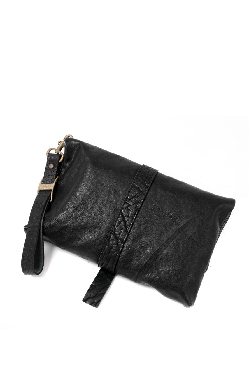 画像をギャラリービューアに読み込む, ierib Folded Clutch Bag with Hand Strap / FVT Oiled Horse (BLACK)