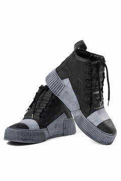 画像をギャラリービューアに読み込む, BORIS BIDJAN SABERI COW LEATHER MID CUT SNEAKER / OBJECT DYED & HAND TREATED "BAMBA1.1" (BLACK)