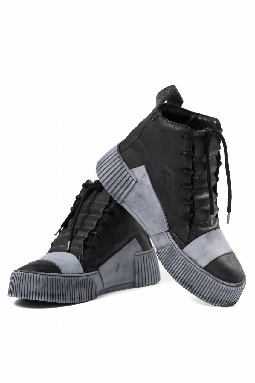 画像をギャラリービューアに読み込む, BORIS BIDJAN SABERI COW LEATHER MID CUT SNEAKER / OBJECT DYED &amp; HAND TREATED &quot;BAMBA1.1&quot; (BLACK)