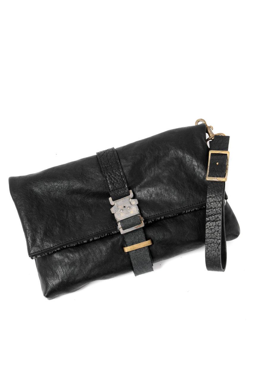 画像をギャラリービューアに読み込む, ierib Folded Clutch Bag with Hand Strap / FVT Oiled Horse (BLACK)