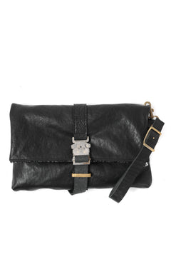 画像をギャラリービューアに読み込む, ierib Folded Clutch Bag with Hand Strap / FVT Oiled Horse (BLACK)