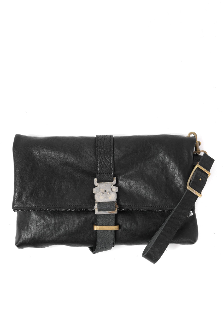 画像をギャラリービューアに読み込む, ierib Folded Clutch Bag with Hand Strap / FVT Oiled Horse (BLACK)