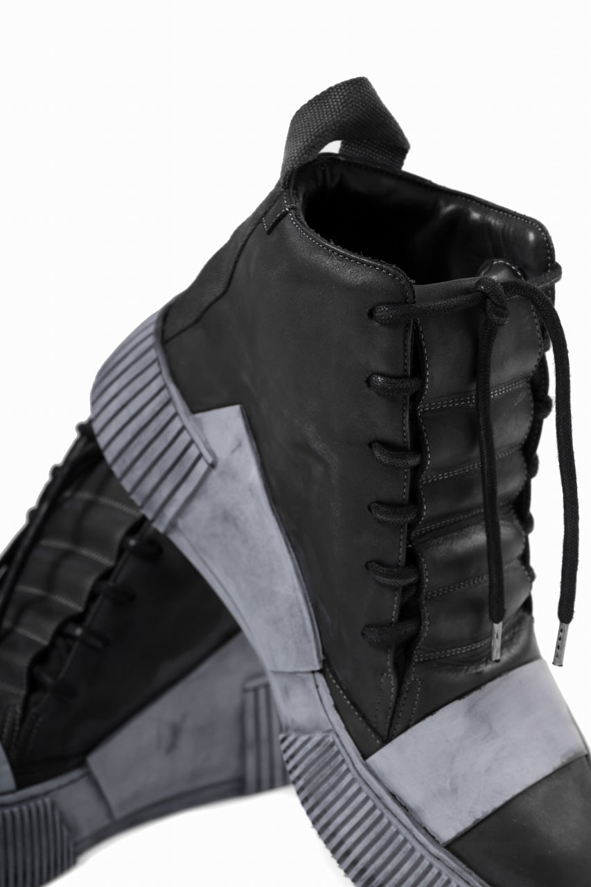 画像をギャラリービューアに読み込む, BORIS BIDJAN SABERI COW LEATHER MID CUT SNEAKER / OBJECT DYED & HAND TREATED "BAMBA1.1" (BLACK)