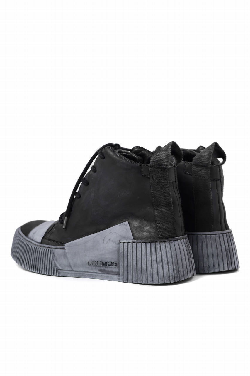 画像をギャラリービューアに読み込む, BORIS BIDJAN SABERI COW LEATHER MID CUT SNEAKER / OBJECT DYED & HAND TREATED "BAMBA1.1" (BLACK)