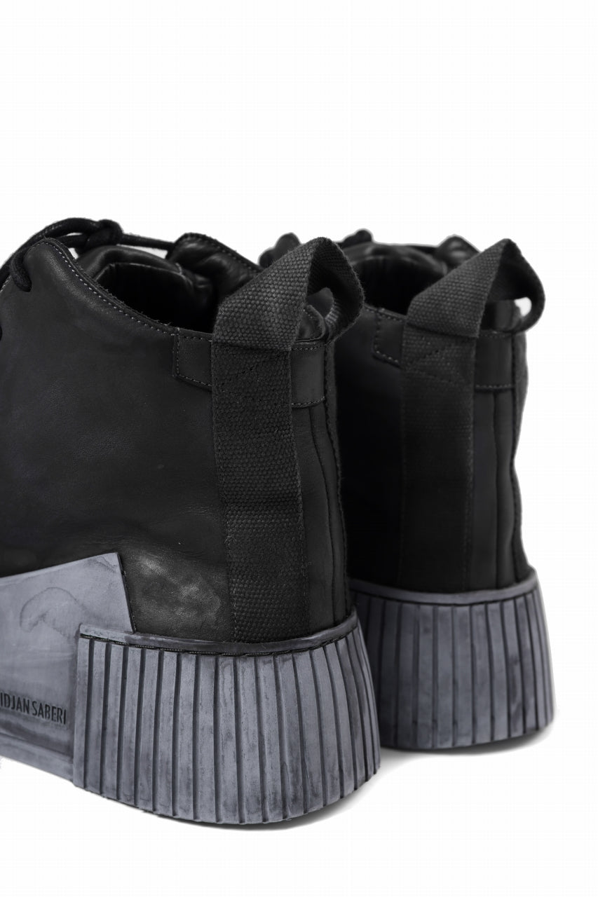 画像をギャラリービューアに読み込む, BORIS BIDJAN SABERI COW LEATHER MID CUT SNEAKER / OBJECT DYED & HAND TREATED "BAMBA1.1" (BLACK)