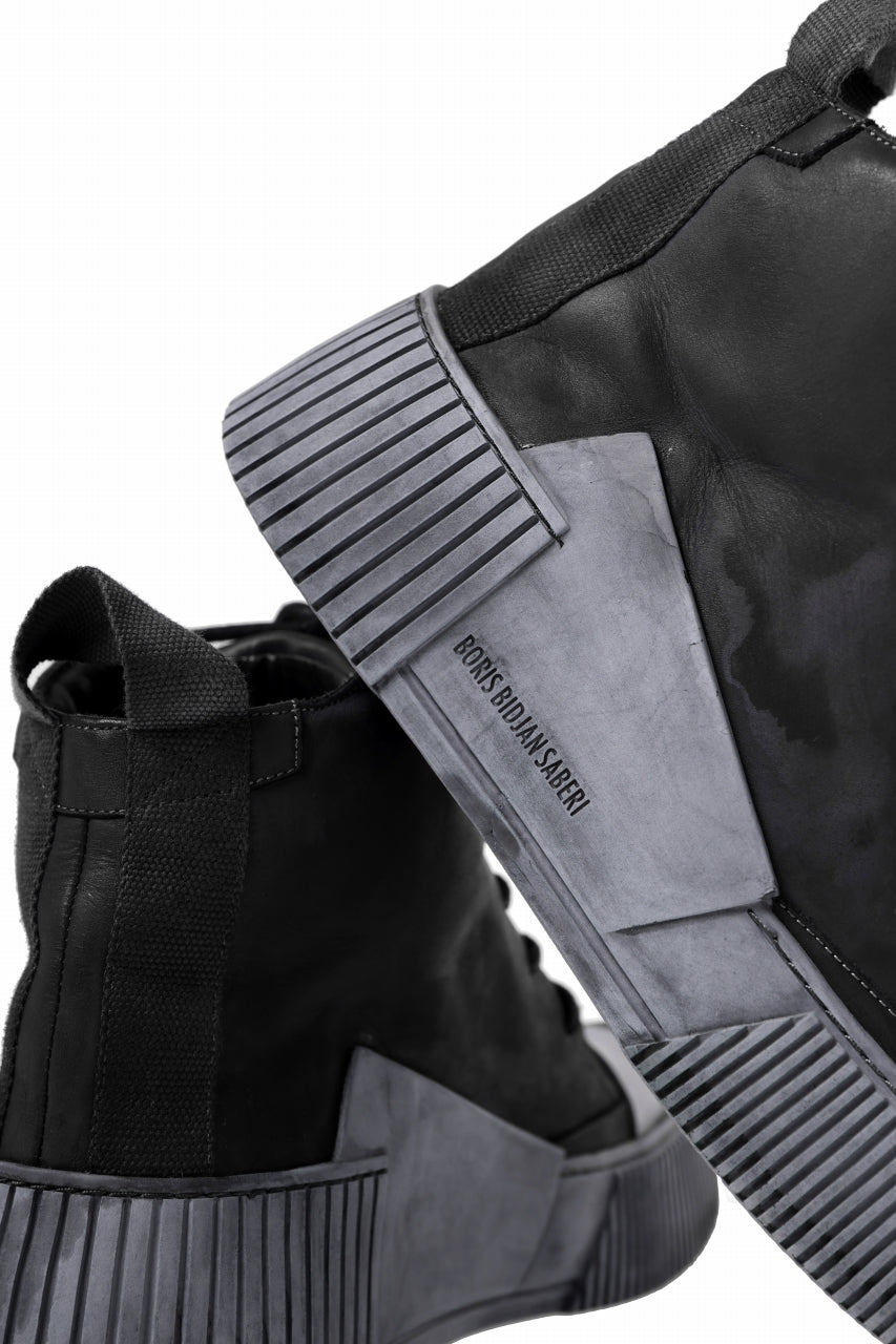 画像をギャラリービューアに読み込む, BORIS BIDJAN SABERI COW LEATHER MID CUT SNEAKER / OBJECT DYED & HAND TREATED "BAMBA1.1" (BLACK)