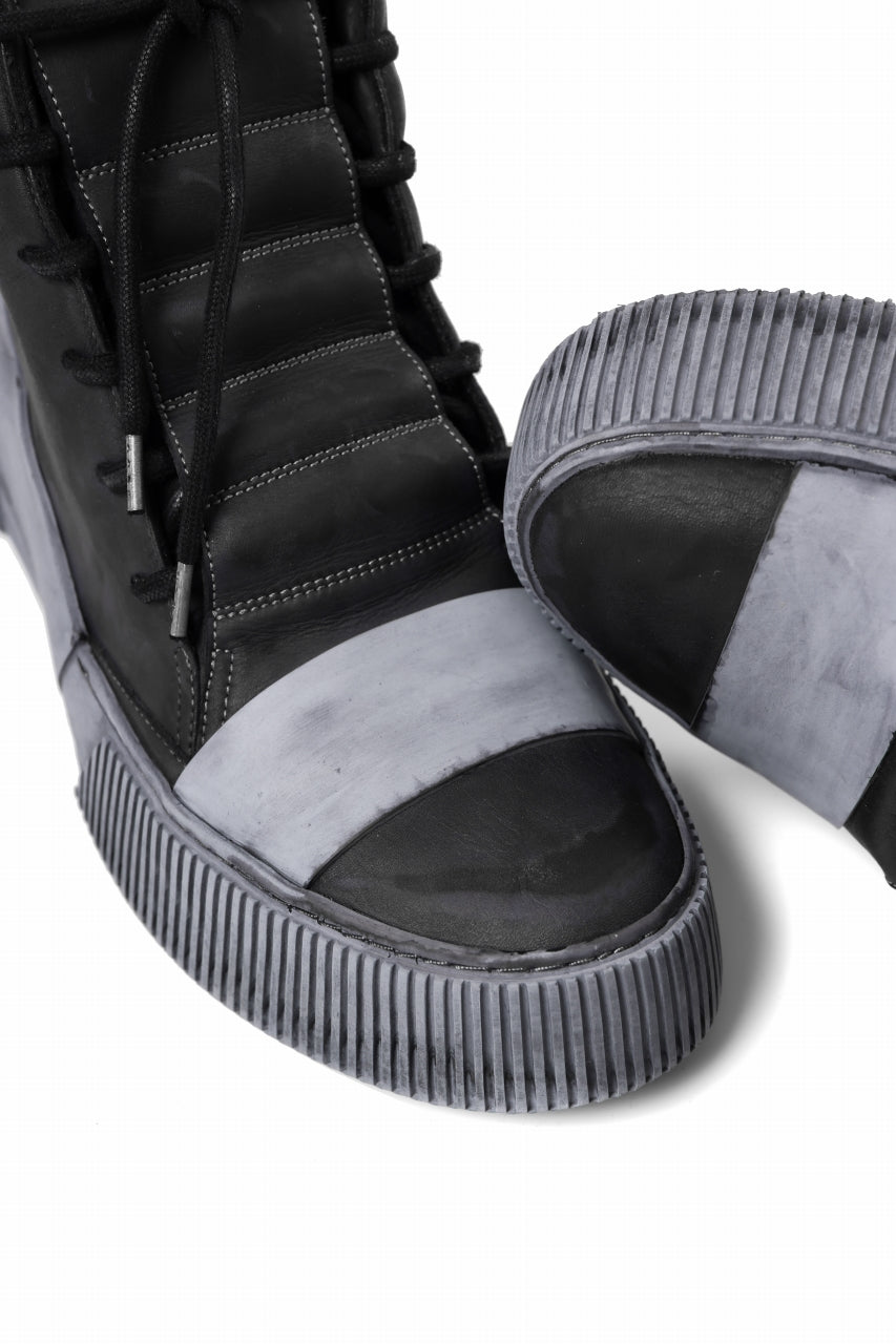 画像をギャラリービューアに読み込む, BORIS BIDJAN SABERI COW LEATHER MID CUT SNEAKER / OBJECT DYED & HAND TREATED "BAMBA1.1" (BLACK)