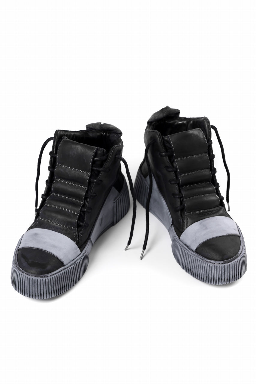 画像をギャラリービューアに読み込む, BORIS BIDJAN SABERI COW LEATHER MID CUT SNEAKER / OBJECT DYED &amp; HAND TREATED &quot;BAMBA1.1&quot; (BLACK)