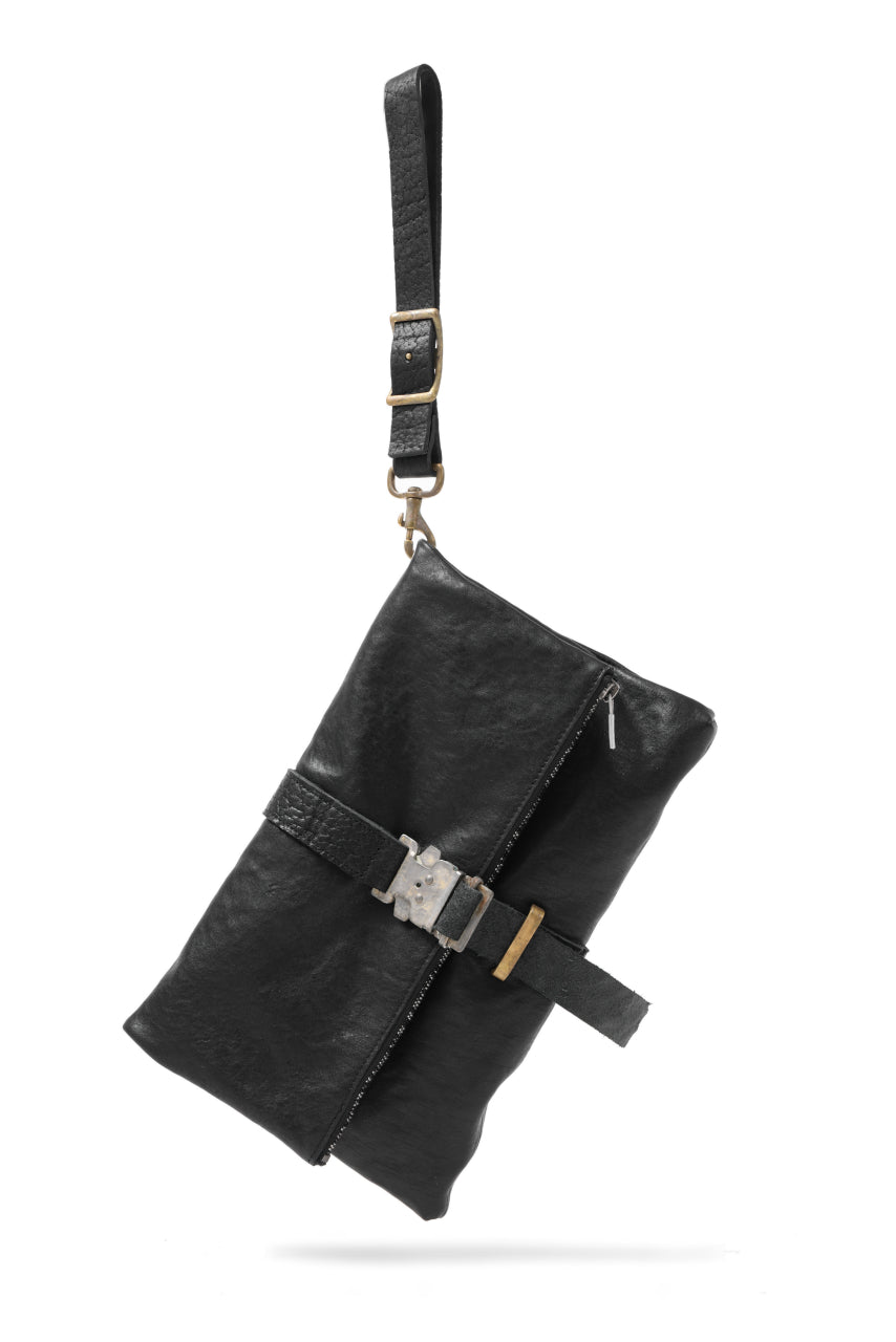 画像をギャラリービューアに読み込む, ierib Folded Clutch Bag with Hand Strap / FVT Oiled Horse (BLACK)