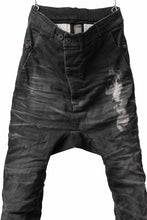 画像をギャラリービューアに読み込む, BORIS BIDJAN SABERI DROP CROTCH SLIM PANTS / STONE WASHED & USED EFFECT & BODY MOLDED "P23-F1603K" (BLACK DENIM)